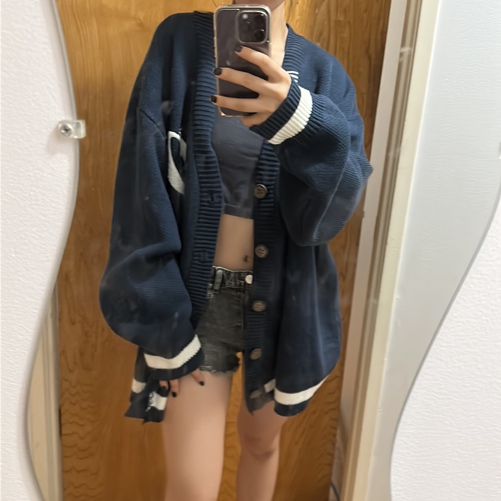 Navy cardigan. Size medium.